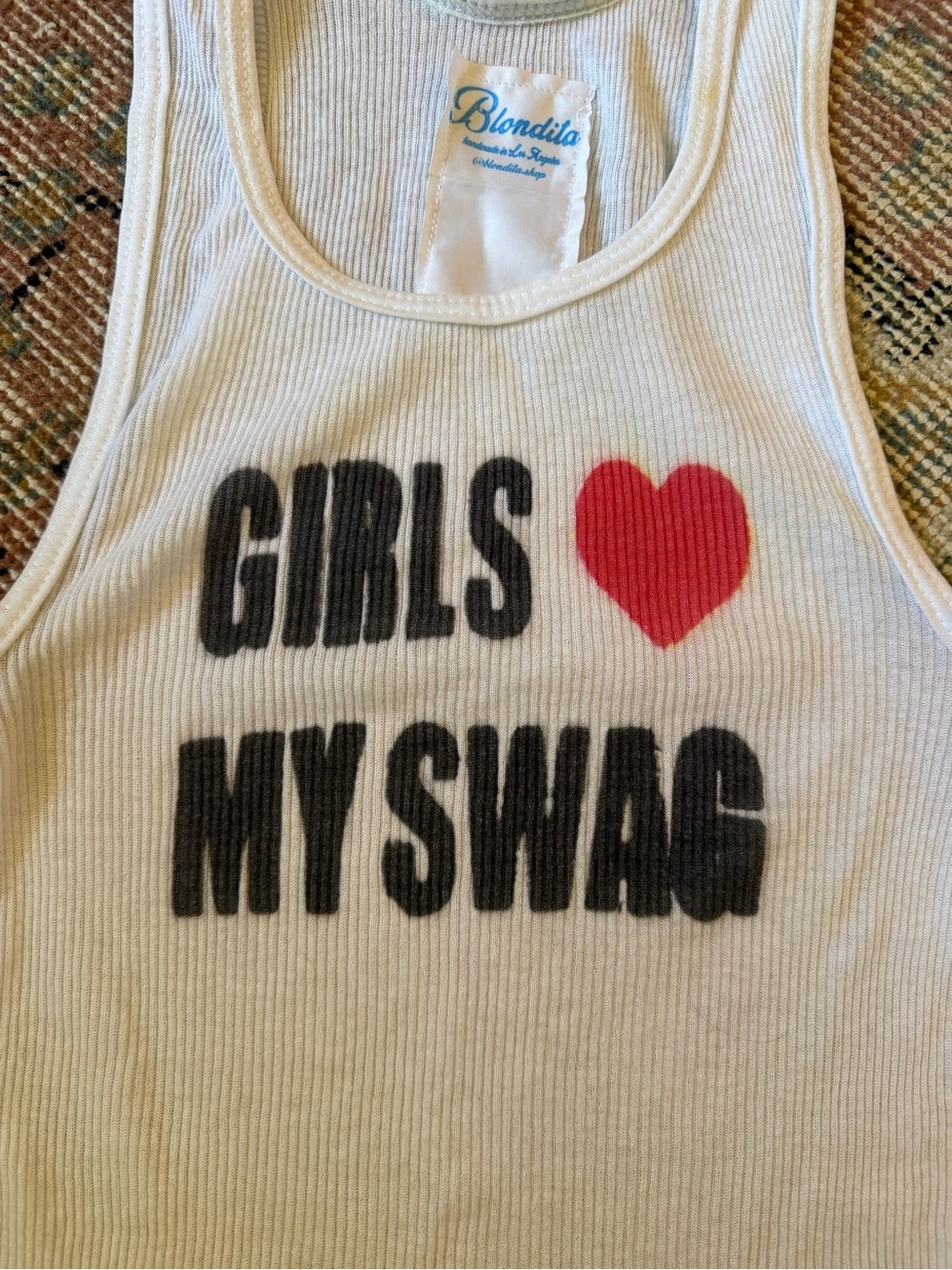 White “Girls ❤️ My Swag” Ribbed Tank Top - Picture 4 of 4